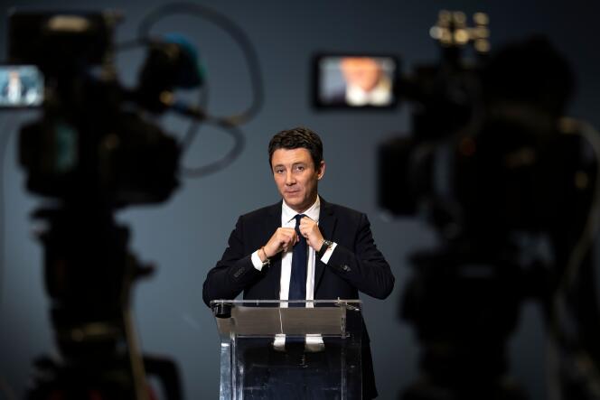 Benjamin Griveaux, lors de l’annonce de son retrait à l’élection municipale de Paris, le 14 février dans les bureaux de l’AFP.