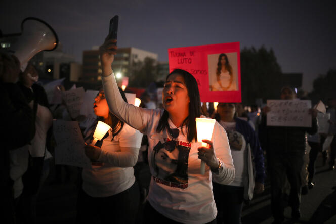 Marche contre les violences de genre à Tijuana, Mexique, le 15 février, une semaine après la mort d’Ingrid Escamilla.