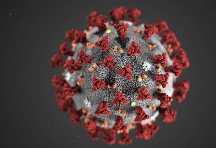 Le virus SARS-CoV-2, responsable de la maladie Covid-19, en image de synthèse, d’après des observations au microscope électronique.