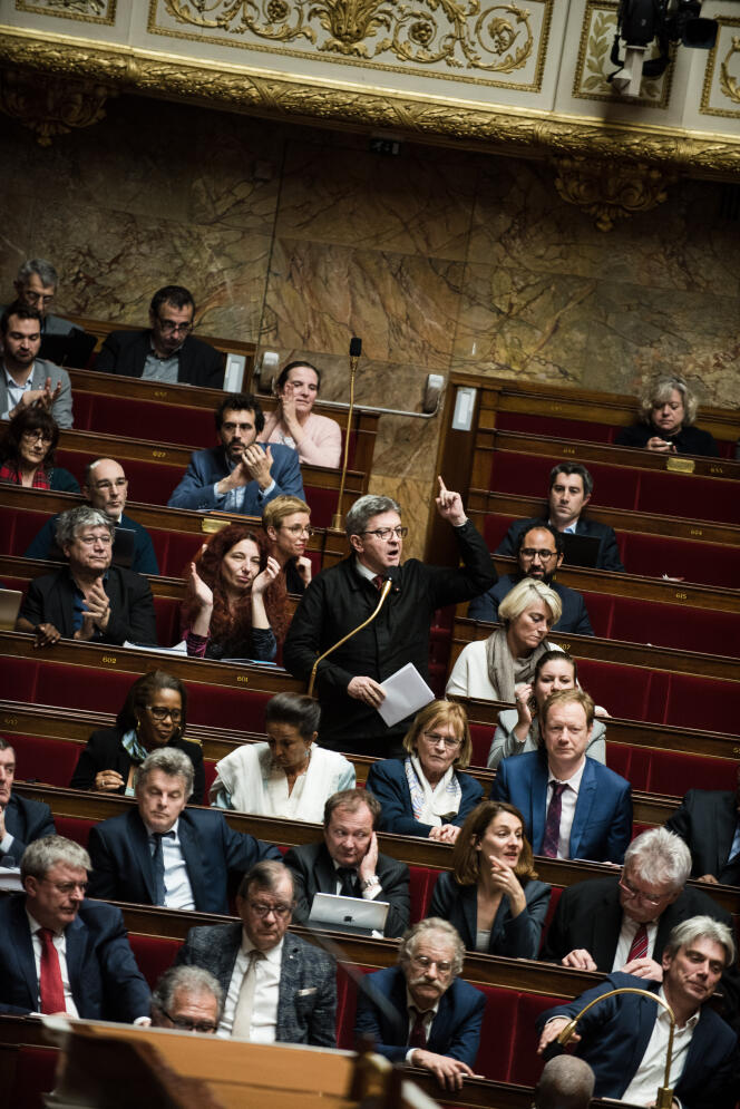 Jean-Luc Mélenchon à l’Assemblée nationale le 17 février.