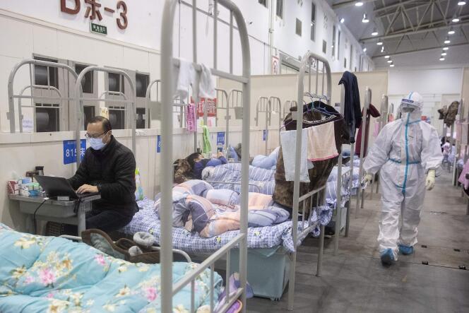 Un centre d’exposition transformé en hôpital à Wuhan, dans la province centrale du Hubei, en Chine, le 17 février.