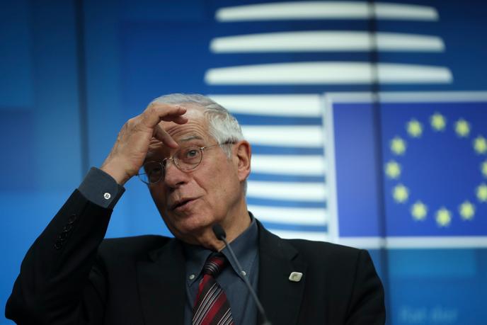 Josep Borrell, haut représentant de l’Union pour les affaires étrangères et la politique de sécurité, lors d’une conférence de presse à Bruxelles, le 17 février.