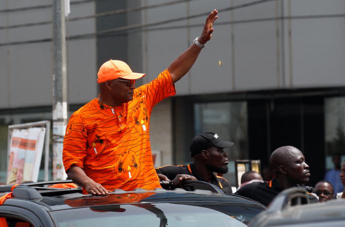 L’opposant et candidat à l’élection présidentielle togolaise Jean-Pierre Fabre lors d’un rassemblement à Lomé, le 20 février 2020.