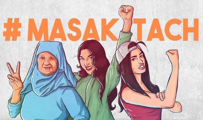 Illustration de la page d’accueil Facebook du collectif Masaktach (« Je ne me tairai pas » en dialecte arabe marocain).