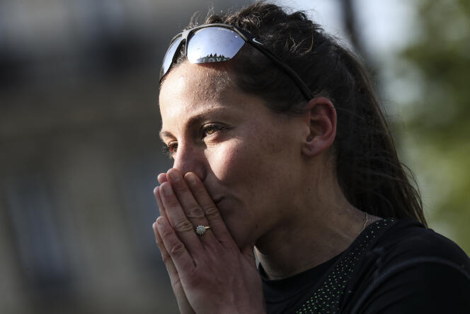 Clemence Calvin, en avril 2019 au marathon de Paris.