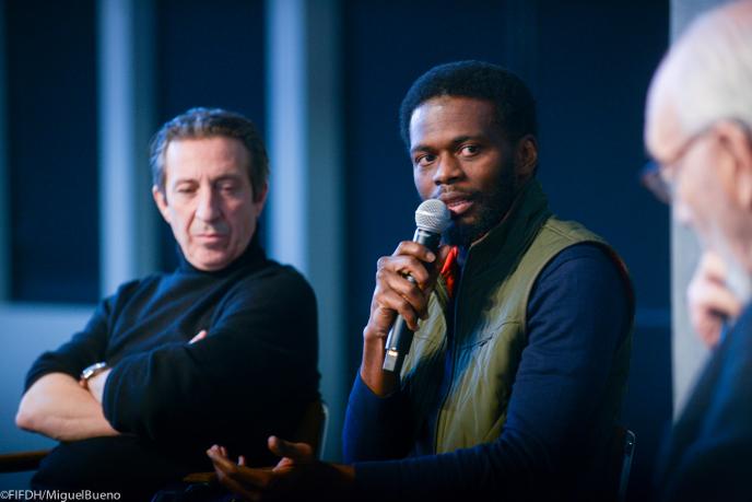 Les architectes Philippe Chiambaretta et Séname Koffi Agbodjinou, pendant la table ronde finale de la conférence du 20 février 2020 à Genève.