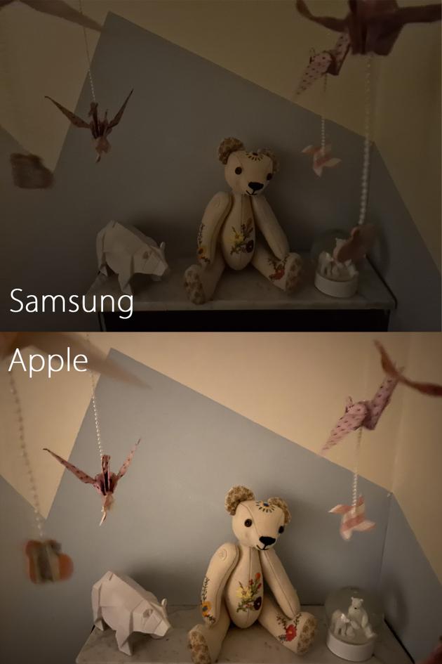 The iPhone is doing better in the dark than the S20: its photos are more detailed, brighter, their colors are more accurate.