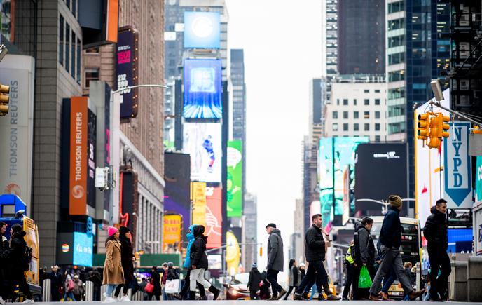Time Square, Manhattan, le 14 janvier.