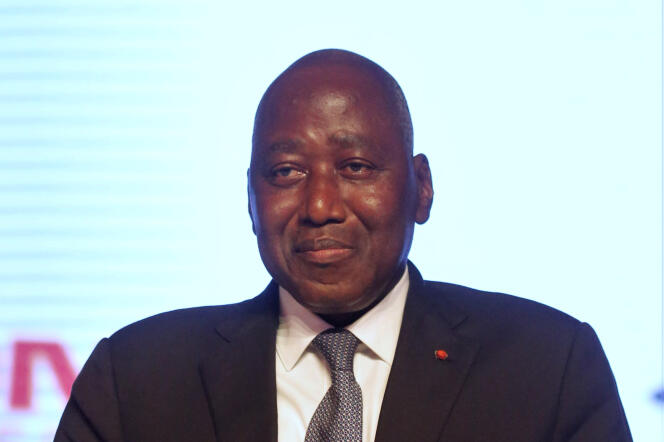 Le premier minisitre ivoirien, Amadou Gon Coulibaly, lors de sa désignation comme candidat du RHDP à l’élection présidentielle, à Abidjan, le 12 mars 2020.