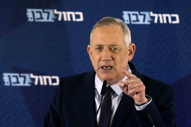Le leader du parti Bleu et Blanc Benny Gantz à Tel Aviv, le 7 mars.