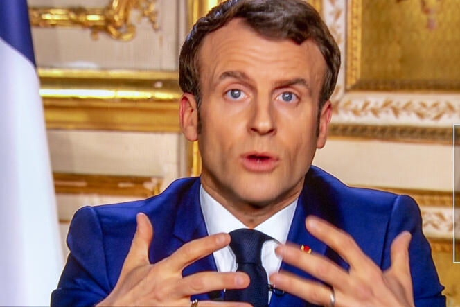 Emmanuel Macron lors de son allocution télévisuelle à propos de l’épidémie de coronavirus, à Paris, le 16 mars.