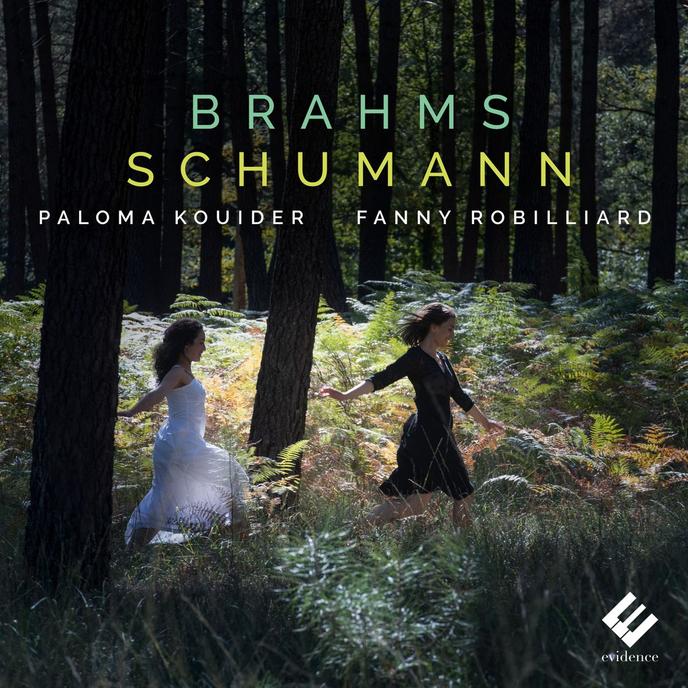 Pochette de l’album « Brahms-Schumann », par Fanny Robilliard (violon) et Paloma Kouider (piano).