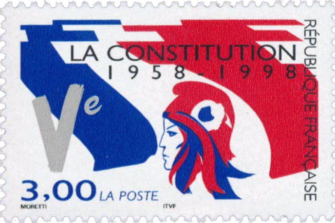 « Dans un Etat de droit, comme l’est la République française, la Constitution doit demeurer la boussole guidant invariablement l’action des pouvoirs publics » (Illustration: timbre-poste dessiné par Raymond Moretti paru en 1998).