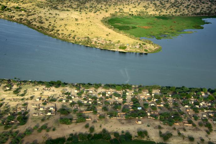 Vue aérienne du lac Tchad prise en 2016.