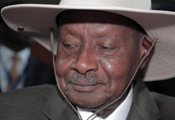 Le président ougandais Yoweri Museveni à Addis-Abeba, le 9 février 2020.