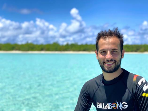 Romain Miot trên hòn đảo Faioa, ở Wallis và Futuna.