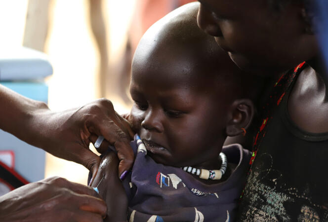 Vaccination contre la rougeole lors d’une campagne à Juba, au Soudan du Sud, le 4 février 2020.