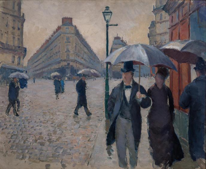 Gustave Caillebotte (1848-1894). Rue de Paris. Temps de pluie. 1877. Huile sur toile 54 × 65 cm. Legs Michel Monet (1966). Musée Marmottan Paris.