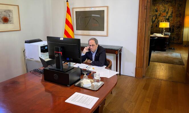 Le président du gouvernement catalan Quim Torra, le 3 avril à Barcelone.