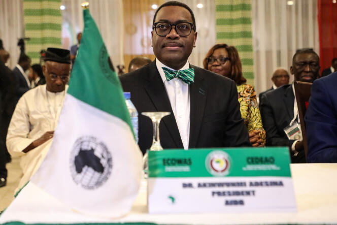 Le président de la Banque africaine de développement, Akinwunmi Adesina, en décembre 2019, à Abuja, au Nigeria.