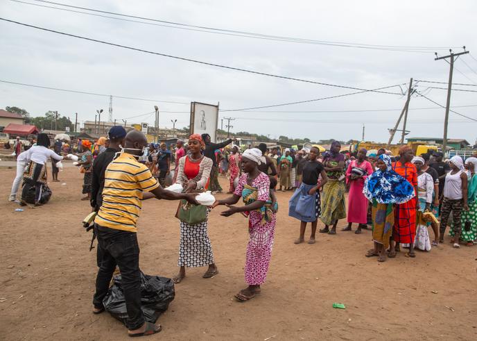Food distribution in Accra, Ghana, April 4.