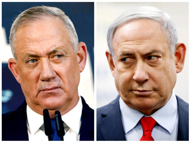 Benny Gantz, chef du parti Bleu Blanc, et Benyamin Nétanyahou, premier ministre israélien.