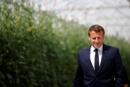 French President Emmanuel Macron walks in a greenhouse for tomatoes as he visits the Roue farm in Cleder during a day trip centered on agriculture amid the coronavirus disease (COVID-19) outbreak in Brittany, France, April 22, 2020. REUTERS/Stephane Mahe/Pool