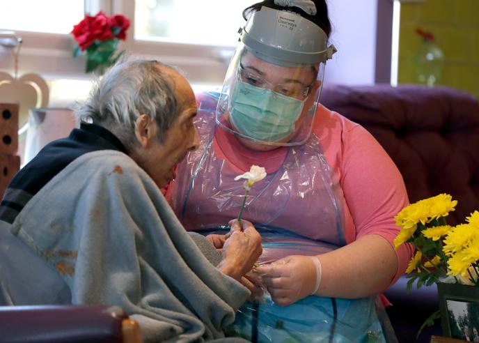 In a retirement home in Selston, England on April 20, 2020.