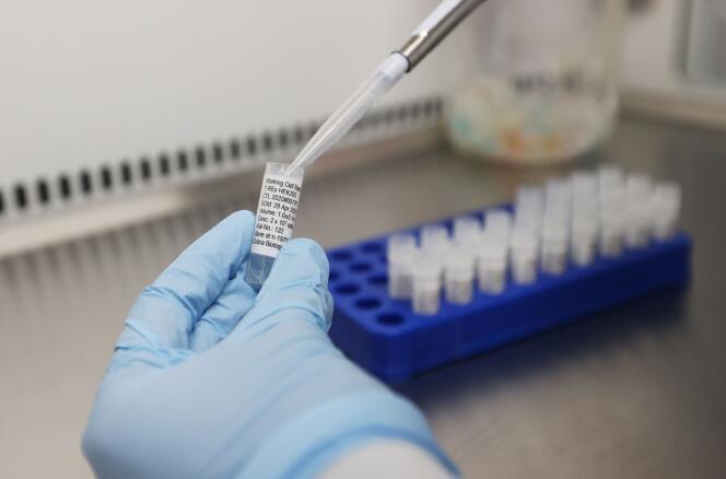 Des scientifiques travaillant sur un possible vaccin contre le Covid à Keele, au Royaume-Uni, le 30 avril.