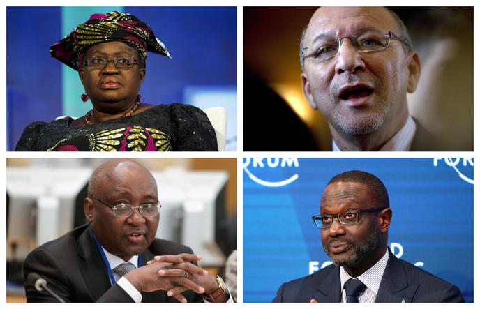 De gauche à droite et de haut en bas : Ngozi Okonjo-Iweala, Trevor Manuel, Donald Kaberuka et Tidjane Thiam.
