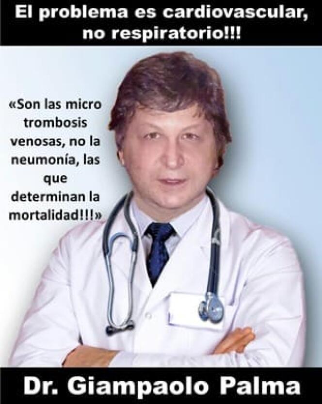 Sur Facebook, le cardiologue Giampaolo Palma est parfois présenté comme un héros, comme ici dans un post en espagnol. Il n’a pourtant publié aucun texte scientifique ni apporté aucune preuve.