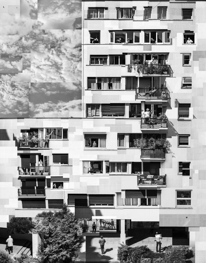Collage réalisé du 20 mars jusqu’au 10 mai, dans le 17e arrondissement à Paris. Durant deux mois, il y a eu du monde au balcon. La vie s’est jouée sur une façade. Deux mois compressés où des morceaux de quotidien qui se ressemblent, s’assemblent.