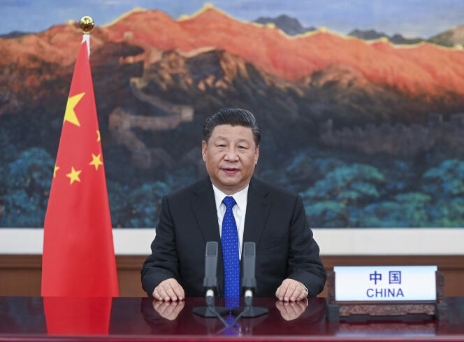 Le président chinois Xi Jinping prononce un discours lors de l’ouverture de la 73e Assemblée mondiale de la santé, le 18 mai à Pékin.