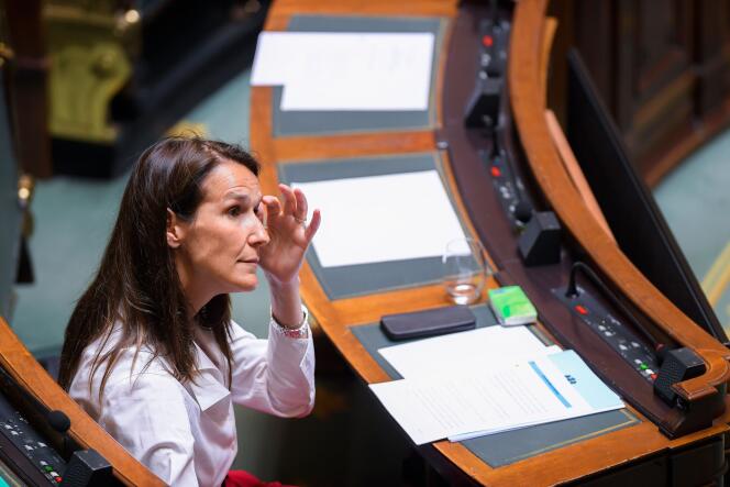 La première ministre belge, Sophie Wilmès, au Parlement fédéral de Bruxelles, le 20 mai.