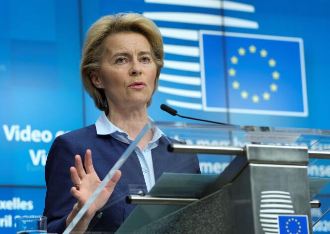 La présidente de la Commission européenne, Ursula von der Leyen, en avril 2020.
