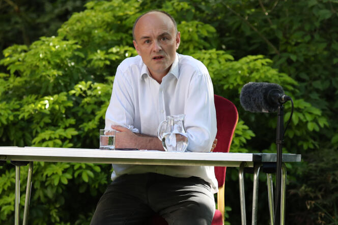 Dominic Cummings, lors de sa conférence de presse le 25 mai 2020, dans le jardin du 10 Downing Street.