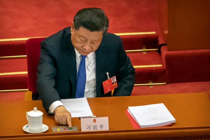Le dirigeant chinois Xi Jinping lors du vote su la sécurité nationale pour Hongkong, le 28 mai au Palais du peuple, à Pékin.