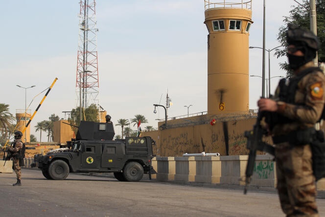Les forces antiterroristes irakiennes devant l’ambassade américaine de Bagdad, en janvier.