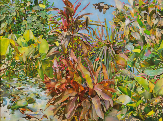 Joseph Ntensibe (né en 1953 en Ouganda). « Tropical Garden 4 », 2019. Huile sur toile (150 x 200 cm). Mise en vente : 20 000 à 30 000 euros.