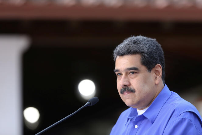 Nicolas Maduro s’exprime devant les jeunes socialistes à Caracas (Venezuela), au palais Miraflores, lundi 22 juin.