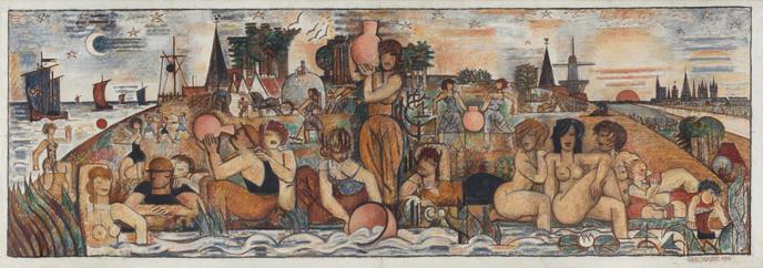 « Sèvres ou Les Arts de la Terre et du Feu ou Les Loisirs ou Les Temps libres ou La Paix sous le soleil de France » (1936), de Marcel Gromaire, huile sur toile. Dépôt à La Piscine, Musée d’art et d’industrie André Diligent de Roubaix en 2000.