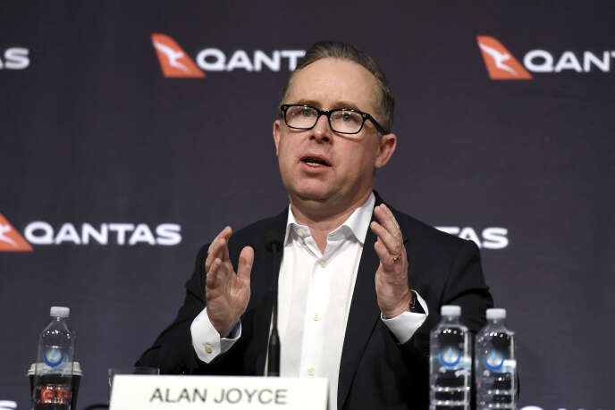 Le directeur général de Qantas, Alan Joyce, lors d’une conférence de presse à Sydney (Australie), jeudi 25 juin 2020.