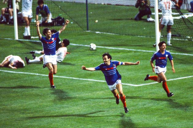 Michel Platini (center), June 24, 1984, in Marseille.