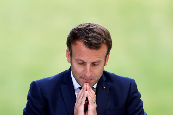 Emmanuel Macron livre un discours devant les membres de la convention citoyenne pour le climat à l’Elysée le 29 juin.