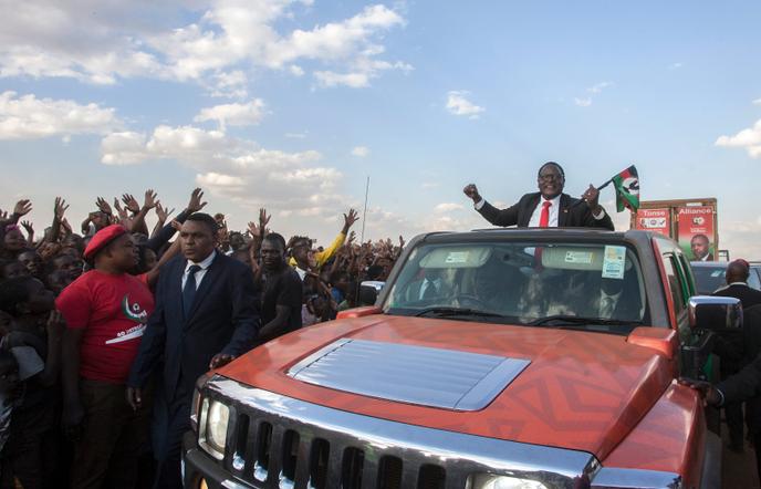 Le leader de l’opposition malawite, Lazarus Chakwera, pendant la campagne présidentielle, à Lilongwe, le 20 juin 2020.