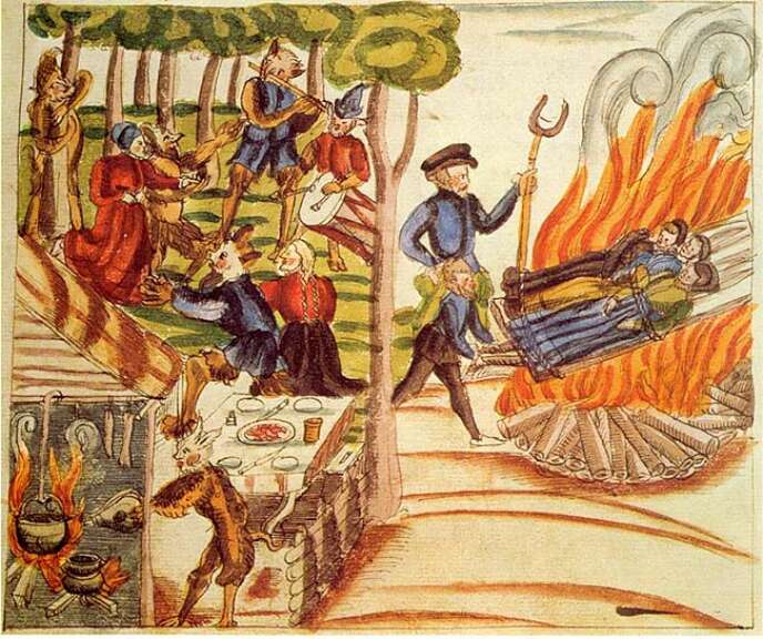 La persécution des sorcières, représentation de Verena Trost, Barbara Meyer et Anna Lang (1574).