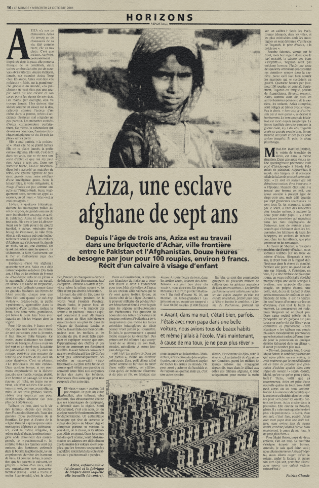 Dans Le Monde, le 24 octobre 2001.