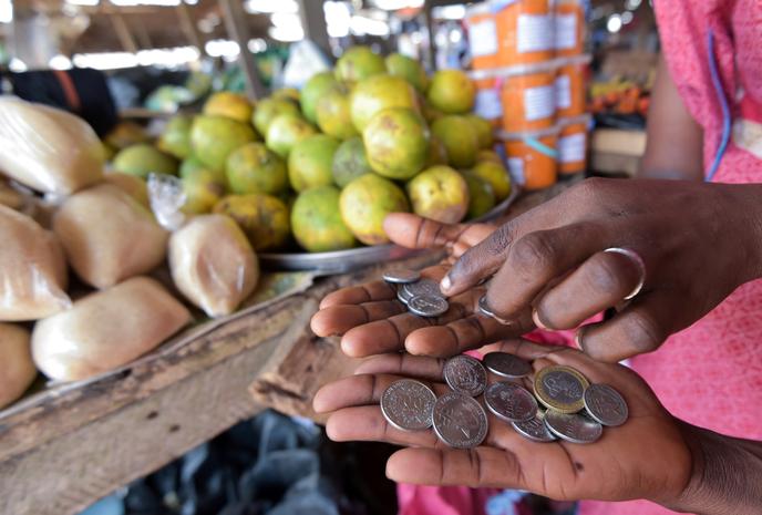 Sur un marché d’Abidjan, en mars 2019.