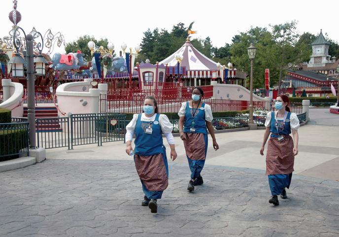 Le parc d’attractions Disneyland Paris, à Marne-la-Vallée (Seine-et-Marne), à quelques jours de sa réouverture, le 9 juillet.