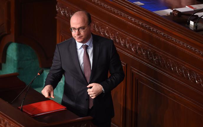 Elyes Fakhfakh, alors premier ministre, devant le Parlement à Tunis, le 25 juin.